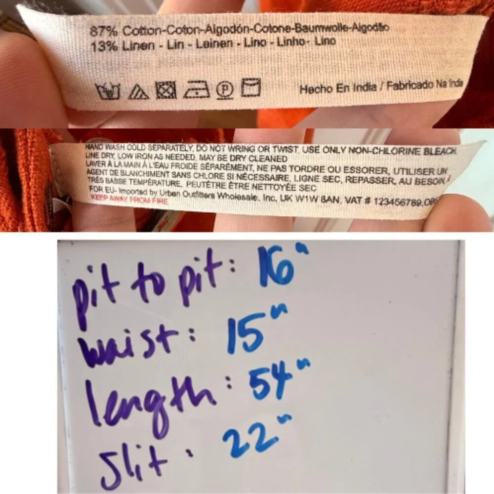 FREE PEOPLE The Simple Life Orange Peach Linen-Blend Maxi Dress Size M - Picture 10 of 12